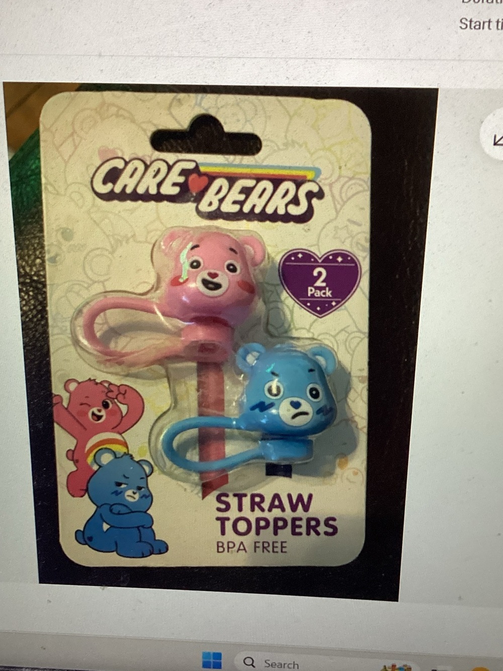 Care Bears Pink & Blue Straw Toppers 2-Pack